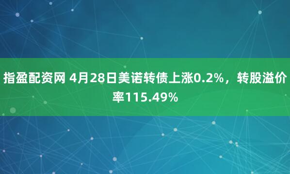 指盈配资网 4月28日美诺转债上涨0.2%，转股溢价率115.49%