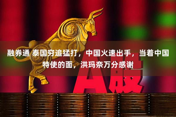 融券通 泰国穷追猛打，中国火速出手，当着中国特使的面，洪玛奈万分感谢