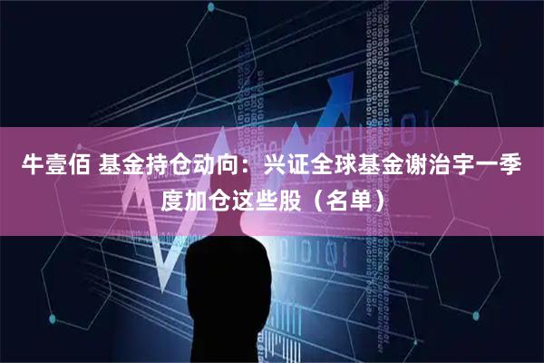 牛壹佰 基金持仓动向：兴证全球基金谢治宇一季度加仓这些股（名单）